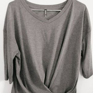 Women's Large Gray Ribbed Blouse.
